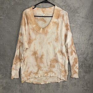 Aerie Women's S Tie-Dye Knit‎ Sweater Beige Long Sleeve
